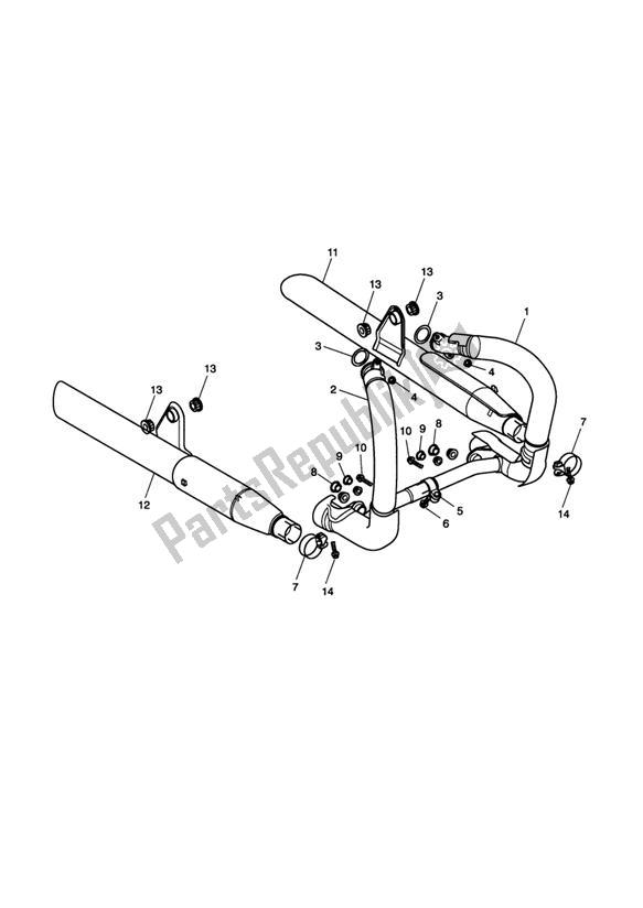 All parts for the Exhaust System >281465-f2 / 279278-f4 of the Triumph America Carburettor 790 2002 - 2007